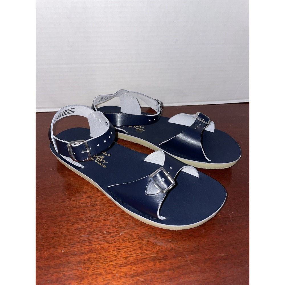 Salt Water Sufer Navy Leather Sandals For Kids Size 3 Kids, 5 Women's
